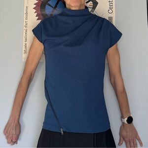 Catherine Malandrino For Design Nation Short Sleeve Top Blue Size XS